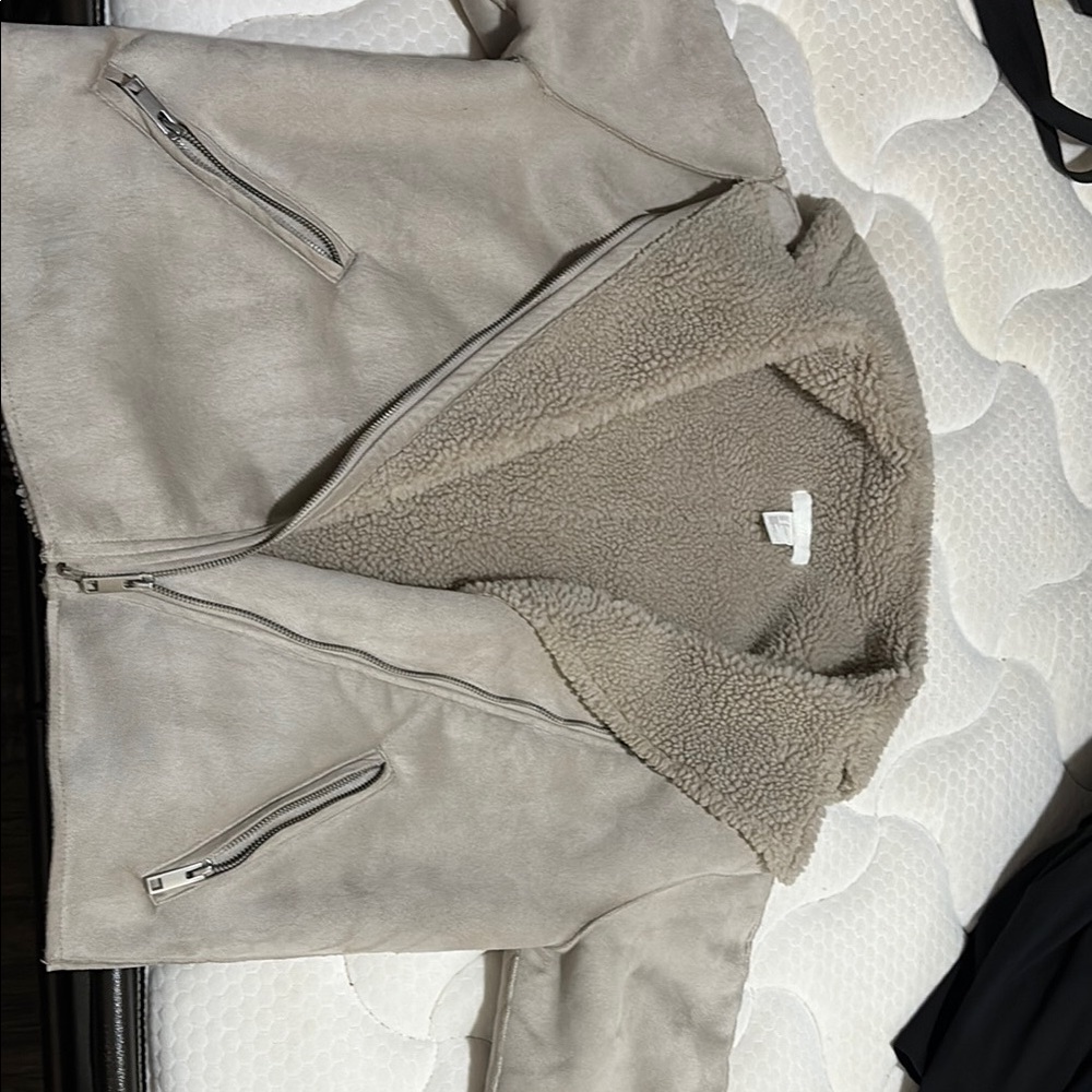 H&M Cream Jacket with Shearling Lining